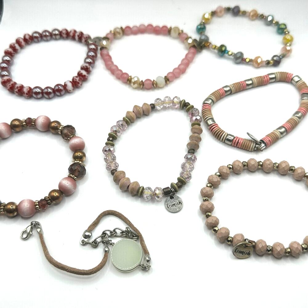Mixed Lot 8 Bracelets Erimish Beaded Unbranded Fashion Costume Jewelry Bundle